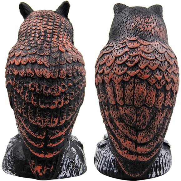 2 Pack Fake Horned Owl Bird Scarecrow Decoy, Plastic Owl Bird Deterrents - Picture 7 of 7